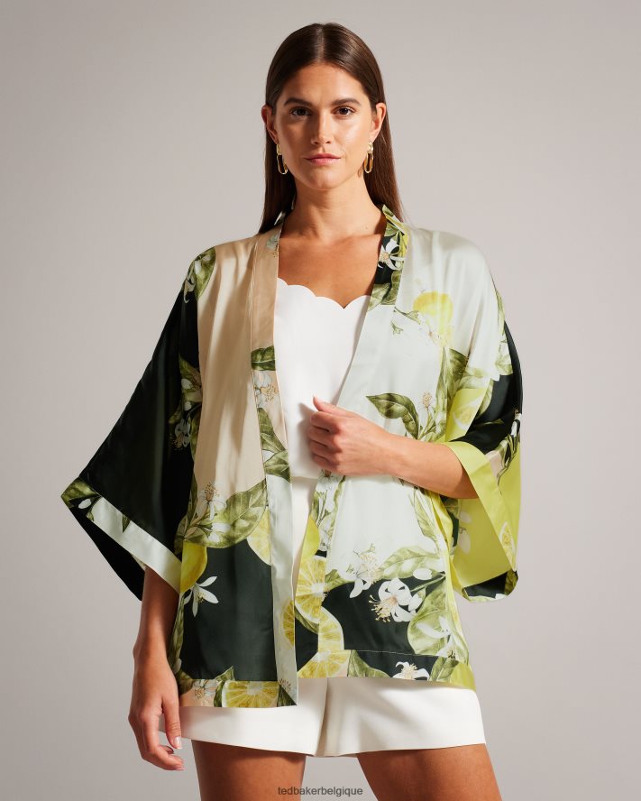 être Ted Baker femmes kimono imprimé citron Denissy noir FR8J42353 vêtements