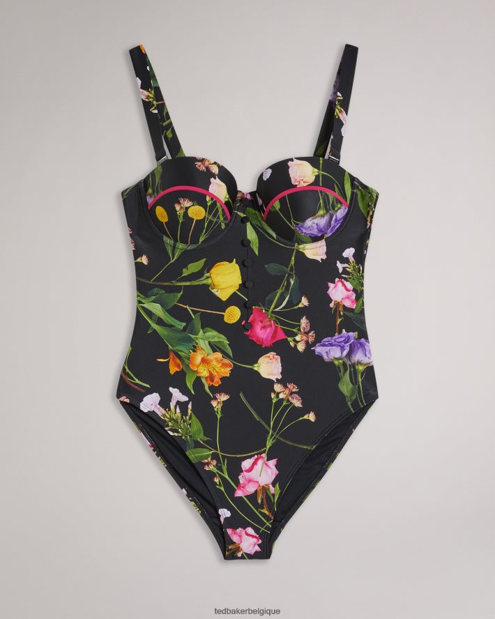 être Ted Baker femmes maillot de bain balconnet fleuri Saffiey noir FR8J42195 vêtements