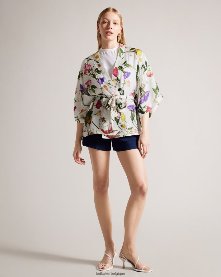 être Ted Baker femmes paulaah - kimono à imprimé floral écru FR8J42423 vêtements