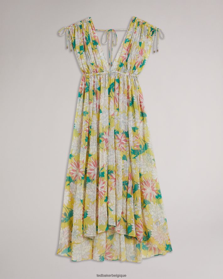 être Ted Baker femmes Laciey - Cache-maillot long avec décolleté plongeant jaune moyen FR8J42465 vêtements