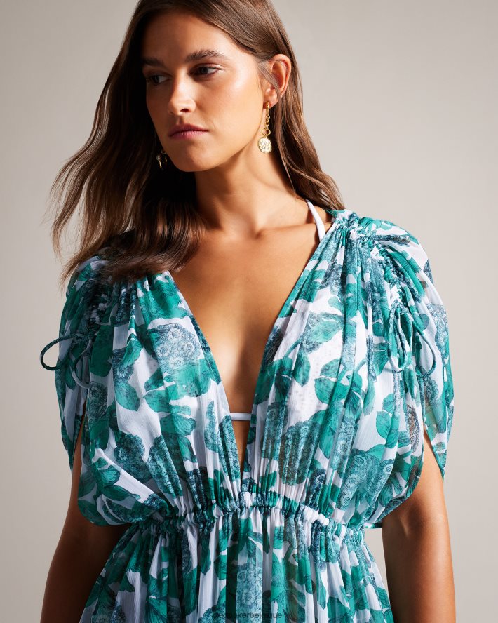 être Ted Baker femmes Luisah - Cache-maillot de plage maxi à fleurs blanc FR8J42466 vêtements