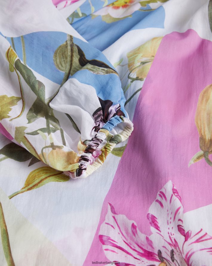 être Ted Baker femmes Robe longue flottante à fleurs Rozlyn blanc FR8J42152 vêtements