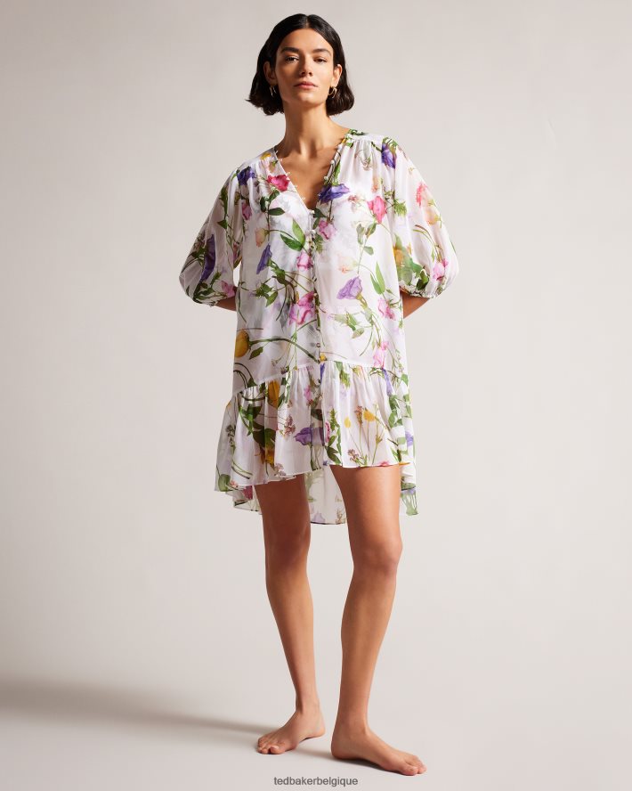 être Ted Baker femmes Rosmryy - Cache-maillot fleuri avec taille basse blanc FR8J42264 vêtements