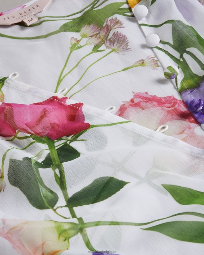 être Ted Baker femmes Rosmryy - Cache-maillot fleuri avec taille basse blanc FR8J42264 vêtements