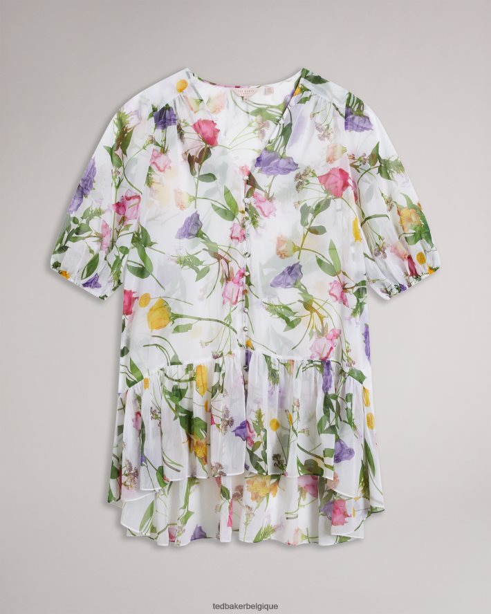 être Ted Baker femmes Rosmryy - Cache-maillot fleuri avec taille basse blanc FR8J42264 vêtements