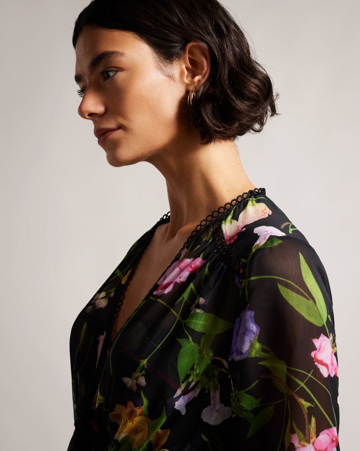 être Ted Baker femmes Zennie - cache-maillot avec détails en dentelle noir FR8J42272 vêtements