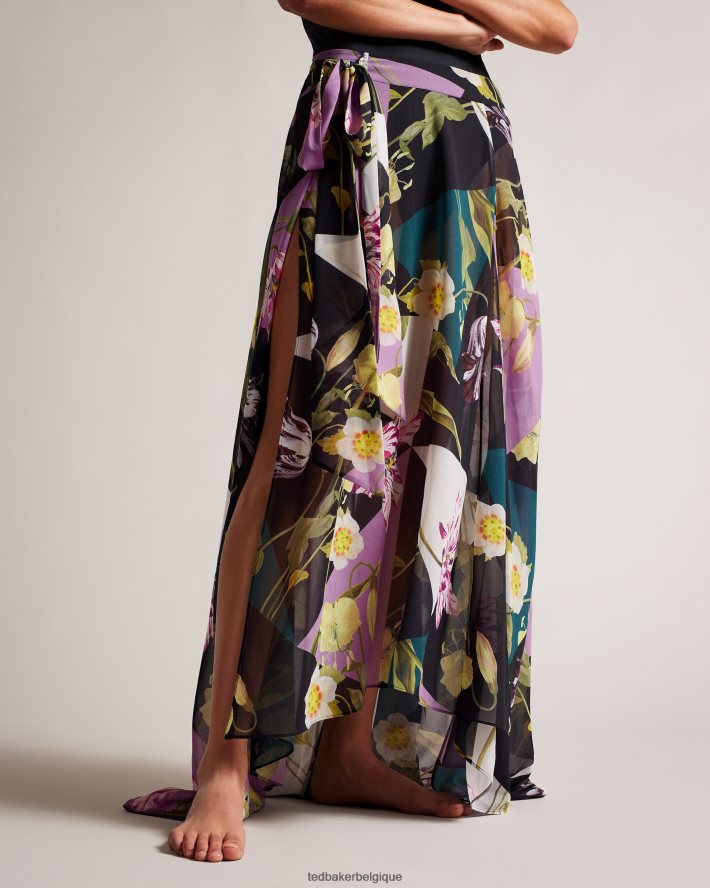 être Ted Baker femmes cache-jupe longue à fleurs Leleigh noir FR8J42216 vêtements
