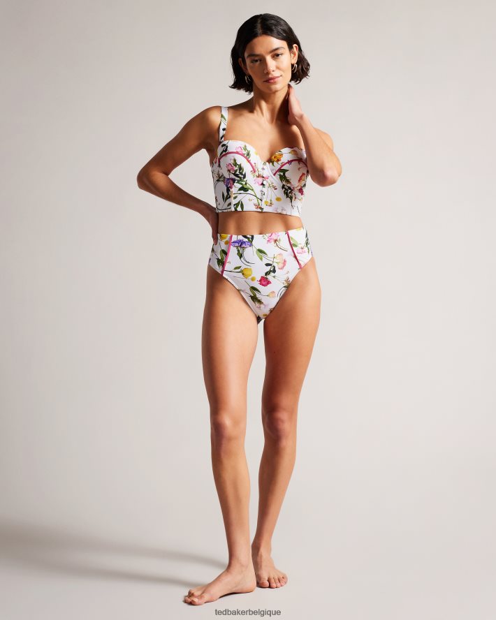 être Ted Baker femmes Royella - Haut de bikini long à fleurs blanc FR8J42226 vêtements