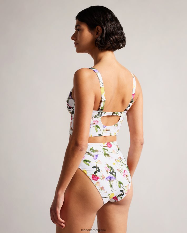 être Ted Baker femmes Royella - Haut de bikini long à fleurs blanc FR8J42226 vêtements