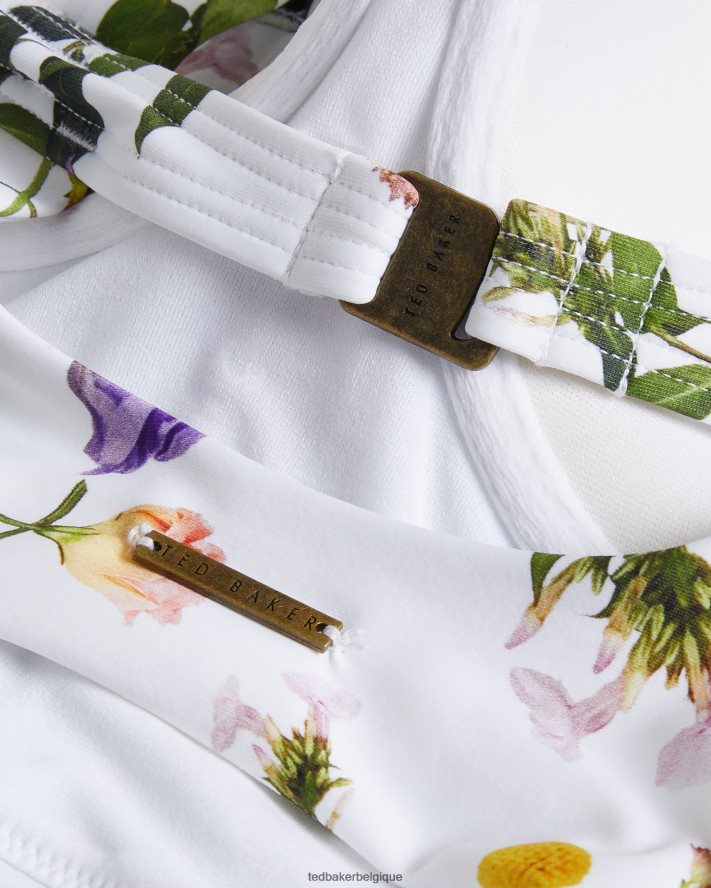 être Ted Baker femmes Royella - Haut de bikini long à fleurs blanc FR8J42226 vêtements