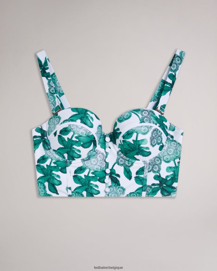 être Ted Baker femmes nayome - haut de bikini long à coupe fleurie vert FR8J42445 vêtements