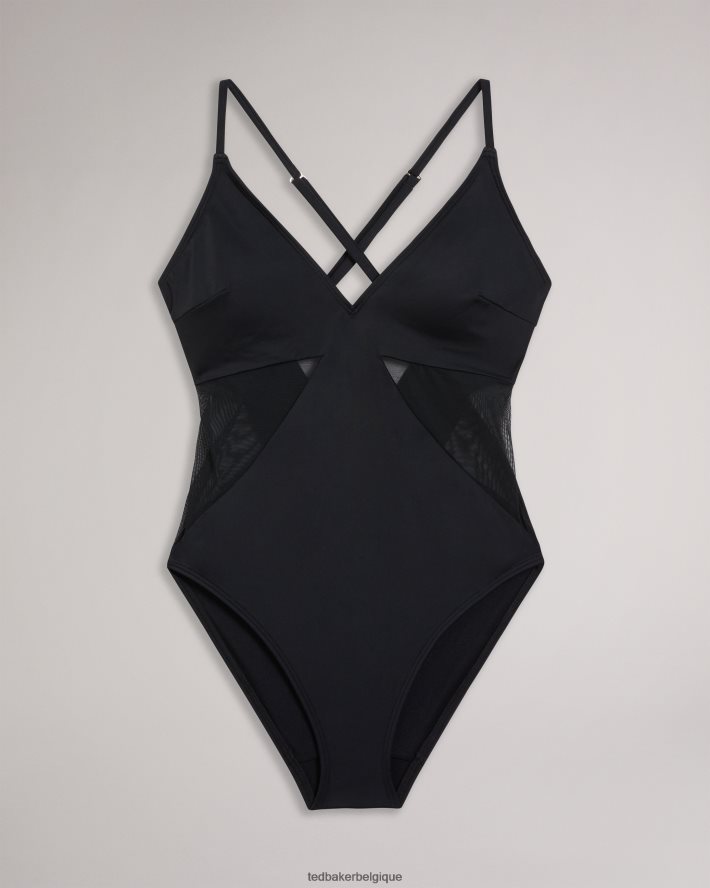 être Ted Baker femmes Maabel - Maillot de bain à bretelles avec empiècements en mesh noir FR8J42274 vêtements