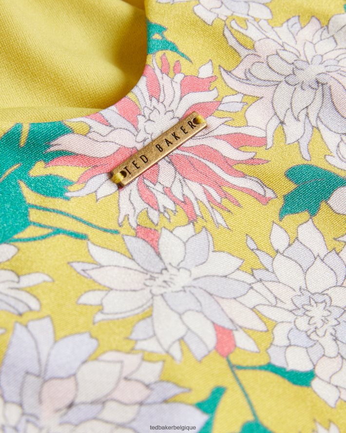 être Ted Baker femmes Maillot de bain à bretelles plissées et fleuries Adelisa jaune moyen FR8J42467 vêtements
