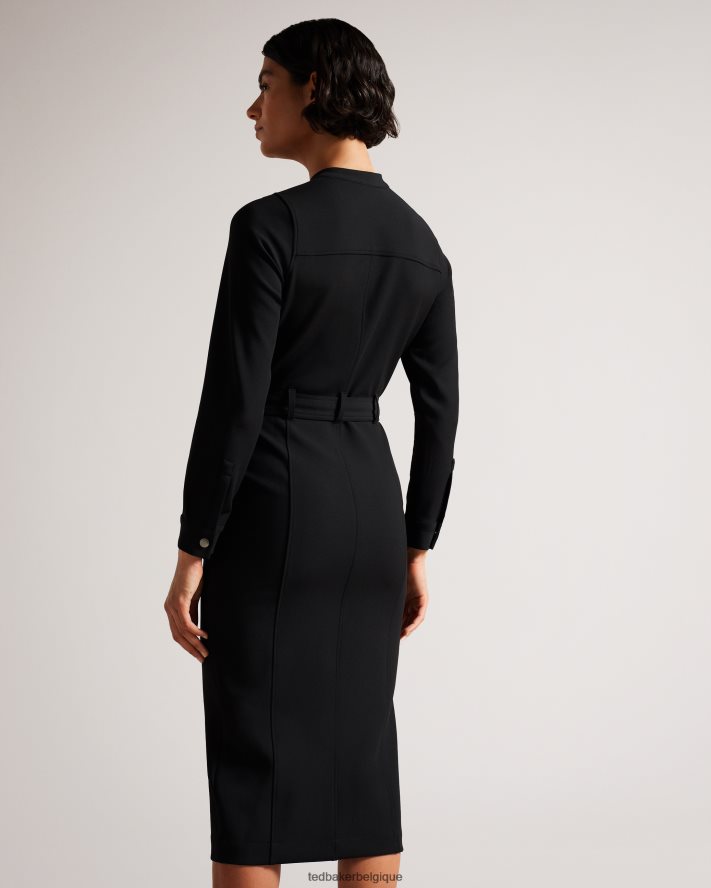 être Ted Baker femmes Hattei - Robe chemise ceinturée avec détails utilitaires noir FR8J4258 vêtements