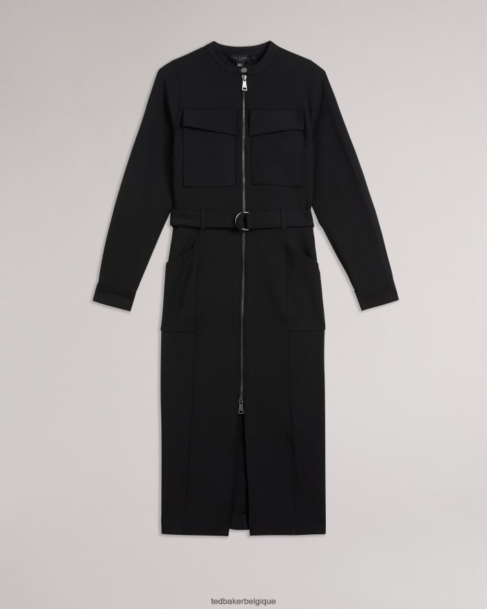 être Ted Baker femmes Hattei - Robe chemise ceinturée avec détails utilitaires noir FR8J4258 vêtements