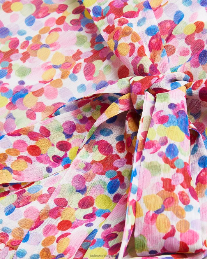 être Ted Baker femmes Priiyah - Midaxi - Robe de thé ceinturée avec volants blanc FR8J426 vêtements