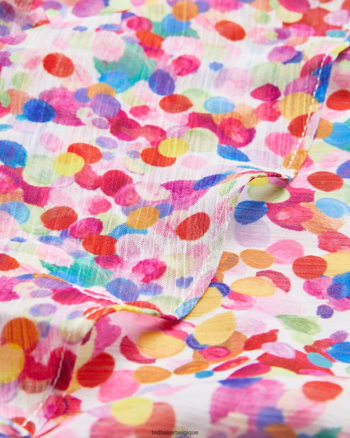 être Ted Baker femmes Priiyah - Midaxi - Robe de thé ceinturée avec volants blanc FR8J426 vêtements