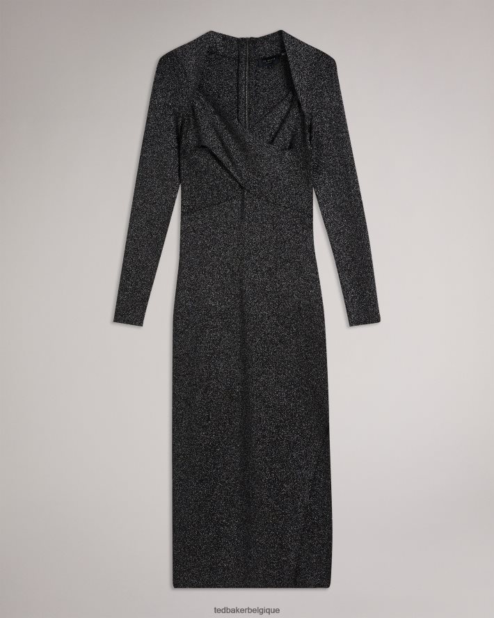 être Ted Baker femmes Tabytha - Robe ajustée croisée en maille noir FR8J4276 vêtements