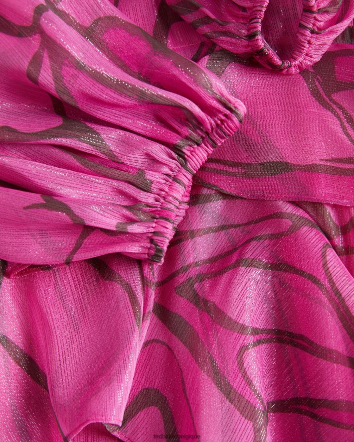 être Ted Baker femmes robe chasuble à imprimé abstrait et à volants victoir rose pétant FR8J4262 vêtements
