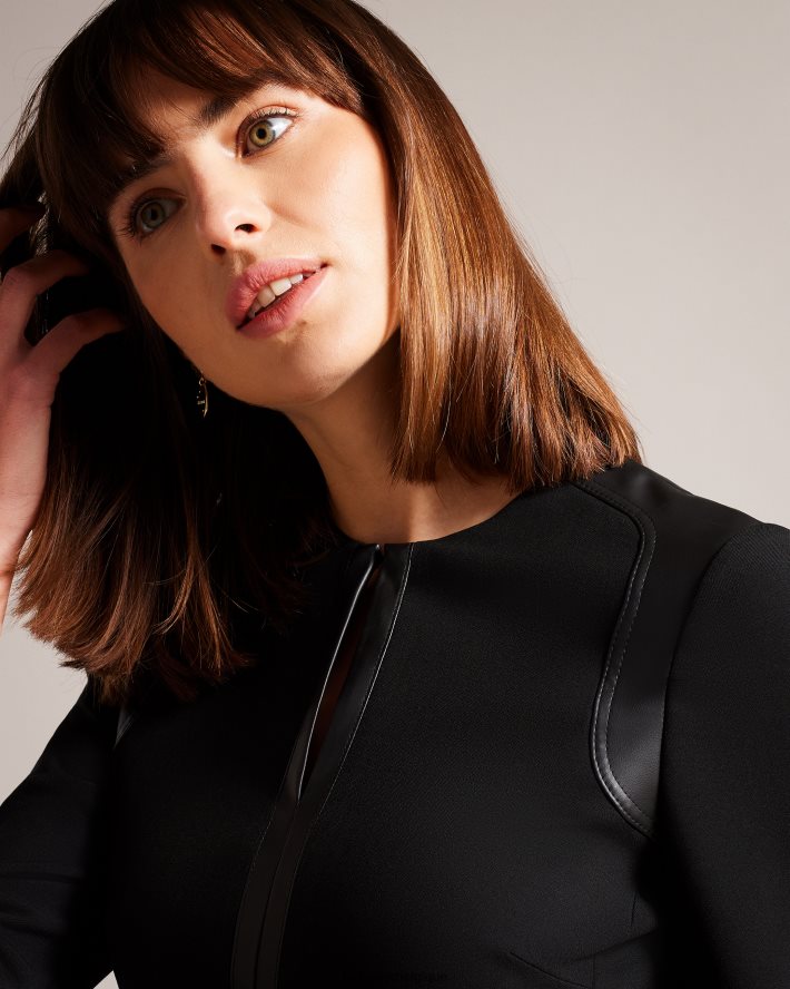 être Ted Baker femmes robe crayon halleid avec empiècements en similicuir noir FR8J4272 vêtements