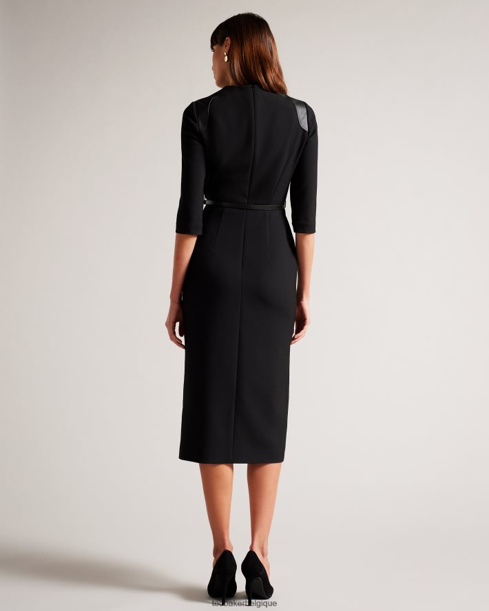 être Ted Baker femmes robe crayon halleid avec empiècements en similicuir noir FR8J4272 vêtements