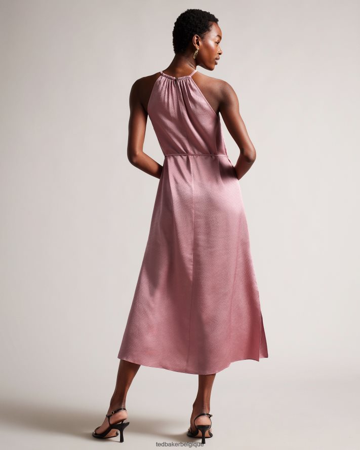 être Ted Baker femmes robe midi dos nu roxieyy rose sombre FR8J42193 vêtements