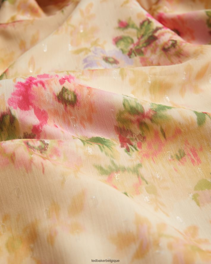 être Ted Baker femmes Ammiah - Robe courte fleurie à volants et col en V bronzer FR8J4222 vêtements