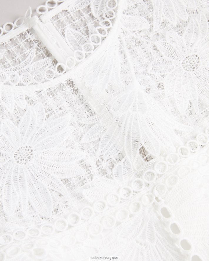 être Ted Baker femmes Lydiiha - Robe courte évasée en dentelle blanc FR8J42140 vêtements