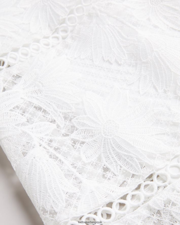 être Ted Baker femmes Lydiiha - Robe courte évasée en dentelle blanc FR8J42140 vêtements