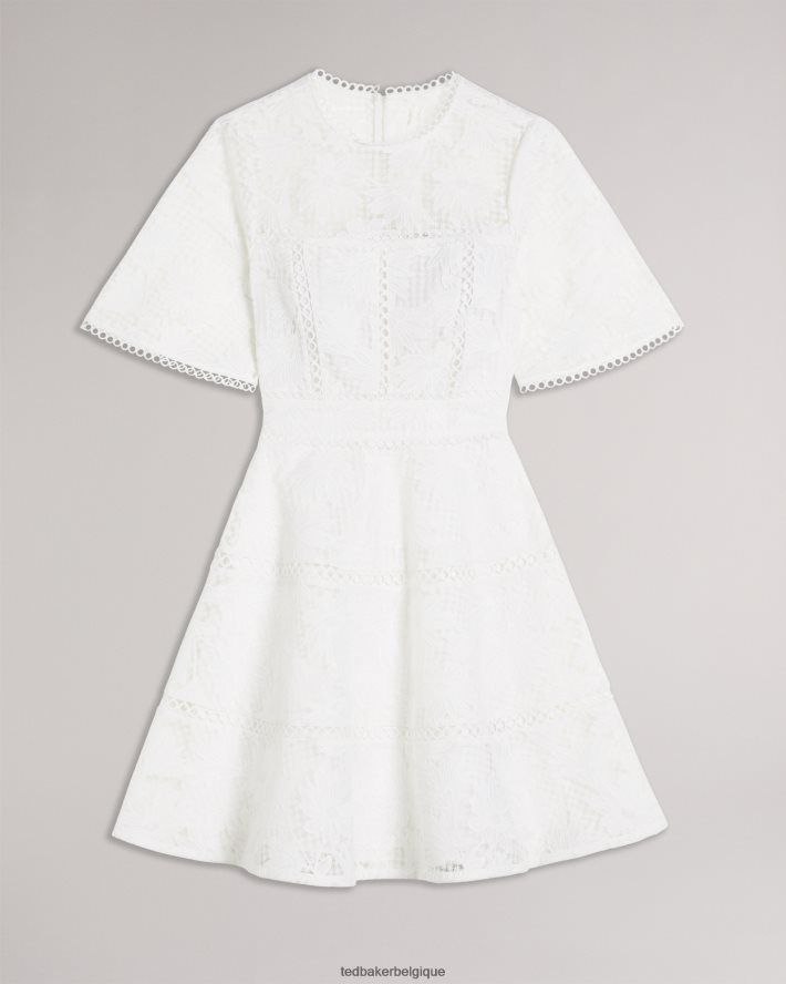 être Ted Baker femmes Lydiiha - Robe courte évasée en dentelle blanc FR8J42140 vêtements