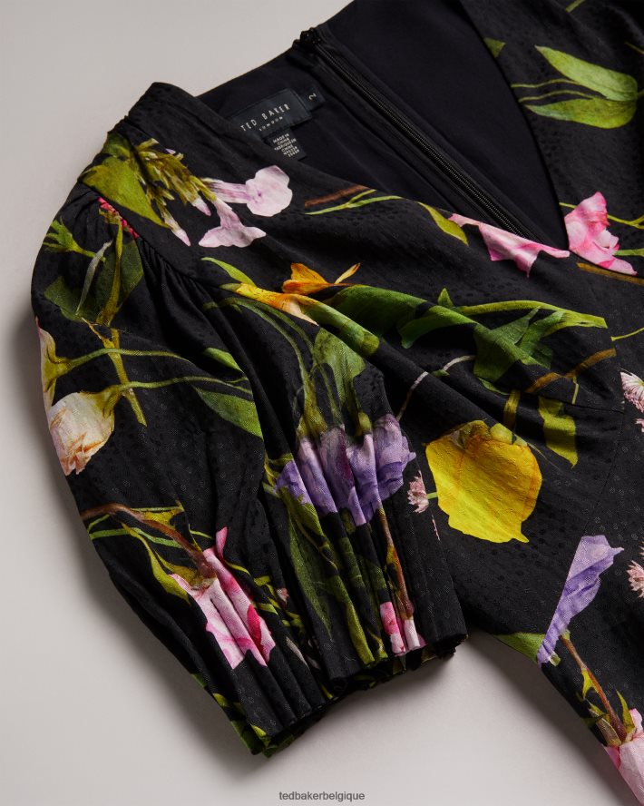 être Ted Baker femmes Opallie - Robe courte à manches bouffantes noir FR8J42181 vêtements