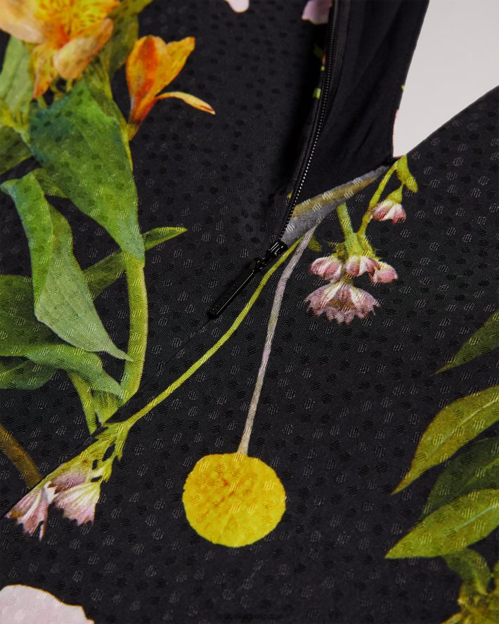 être Ted Baker femmes Opallie - Robe courte à manches bouffantes noir FR8J42181 vêtements