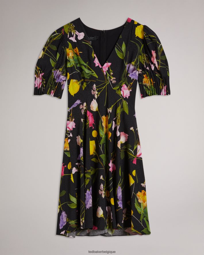 être Ted Baker femmes Opallie - Robe courte à manches bouffantes noir FR8J42181 vêtements