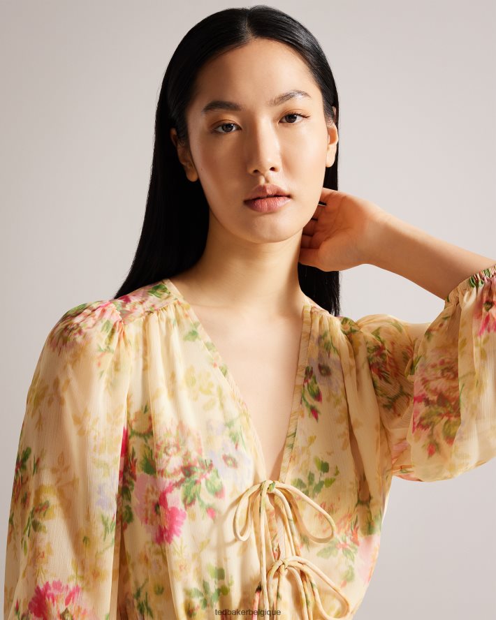 être Ted Baker femmes Tamziiy - Robe courte à fleurs et volants bronzer FR8J42293 vêtements