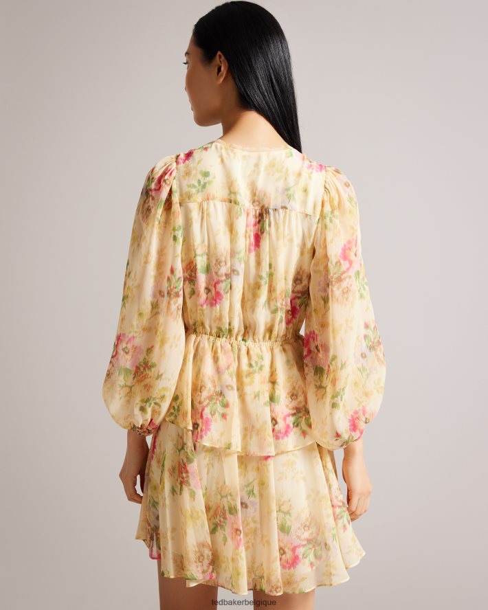 être Ted Baker femmes Tamziiy - Robe courte à fleurs et volants bronzer FR8J42293 vêtements
