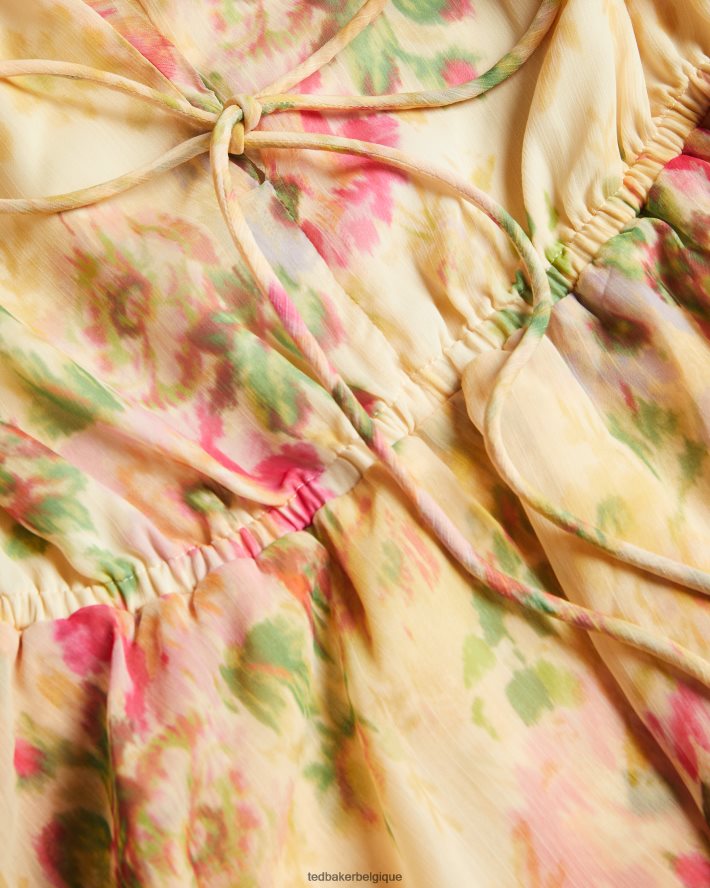 être Ted Baker femmes Tamziiy - Robe courte à fleurs et volants bronzer FR8J42293 vêtements