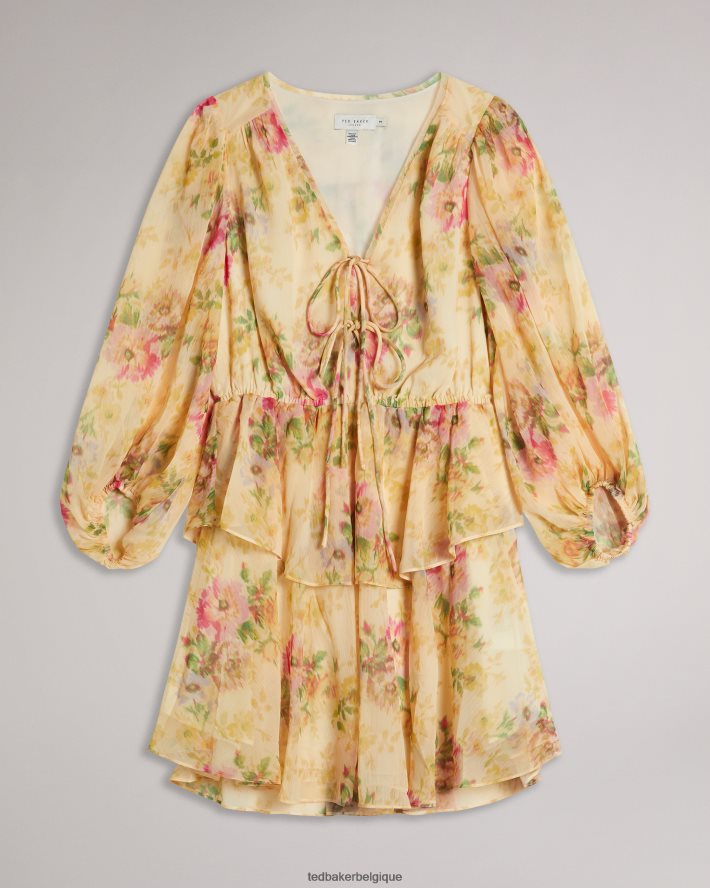 être Ted Baker femmes Tamziiy - Robe courte à fleurs et volants bronzer FR8J42293 vêtements
