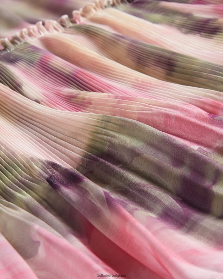 être Ted Baker femmes amorita - robe courte sans manches à taille fleurie floue corail FR8J4224 vêtements