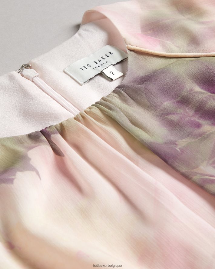 être Ted Baker femmes amorita - robe courte sans manches à taille fleurie floue corail FR8J4224 vêtements