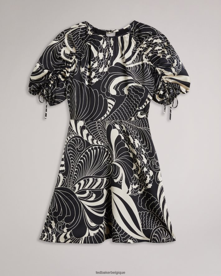 être Ted Baker femmes faridda - robe courte imprimée à manches bouffantes noir FR8J4270 vêtements