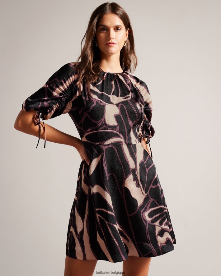 être Ted Baker femmes gilliaa - robe courte à imprimé abstrait noir FR8J4265 vêtements