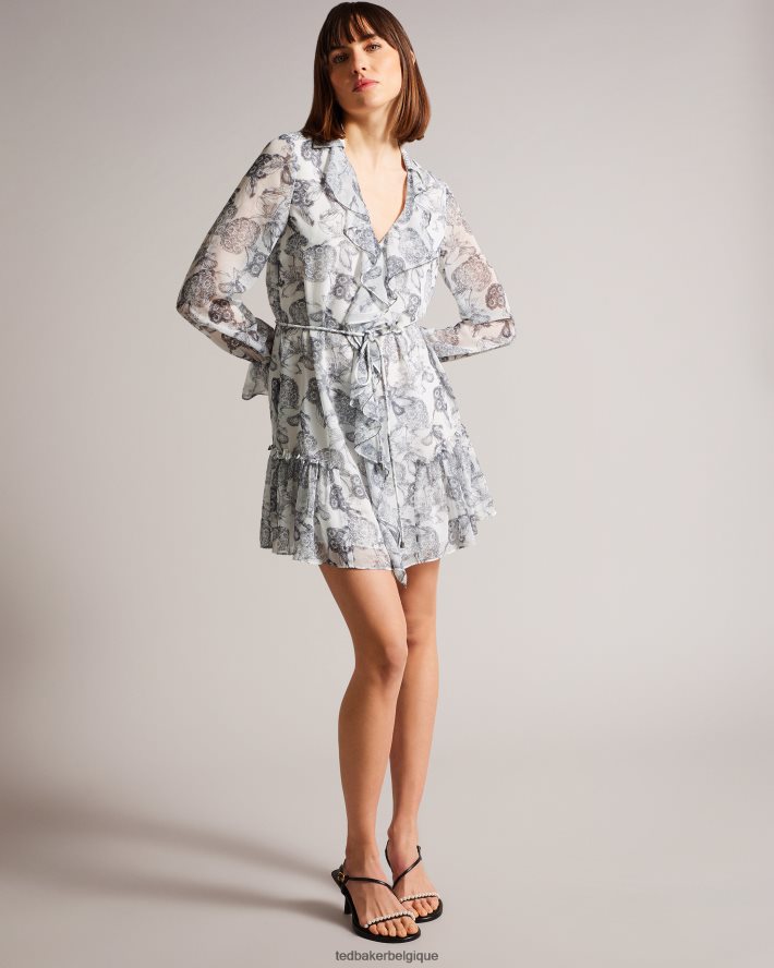 être Ted Baker femmes giorgii - robe courte à volants blanc FR8J42378 vêtements
