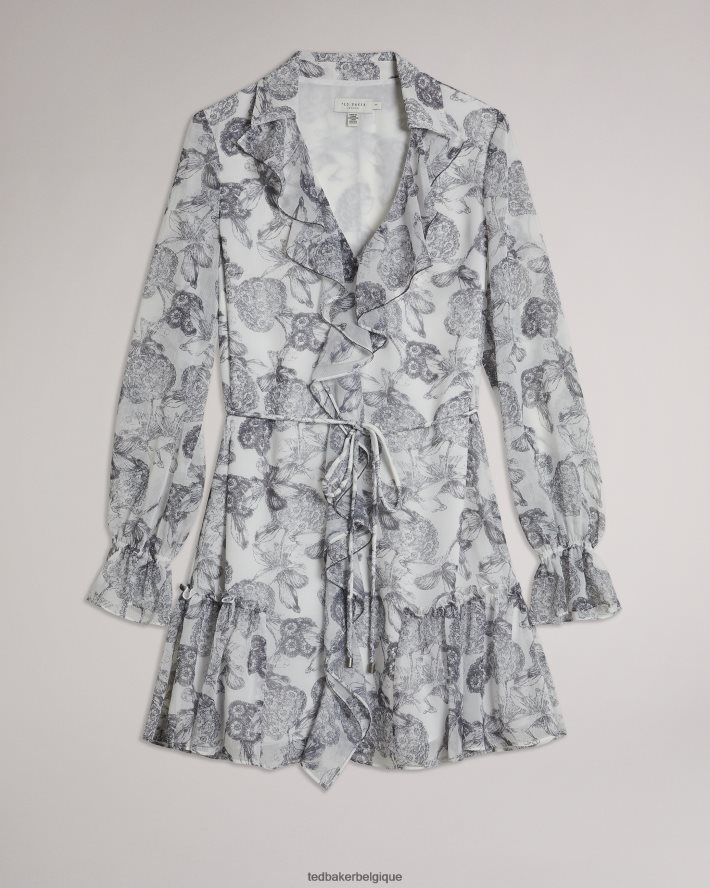 être Ted Baker femmes giorgii - robe courte à volants blanc FR8J42378 vêtements