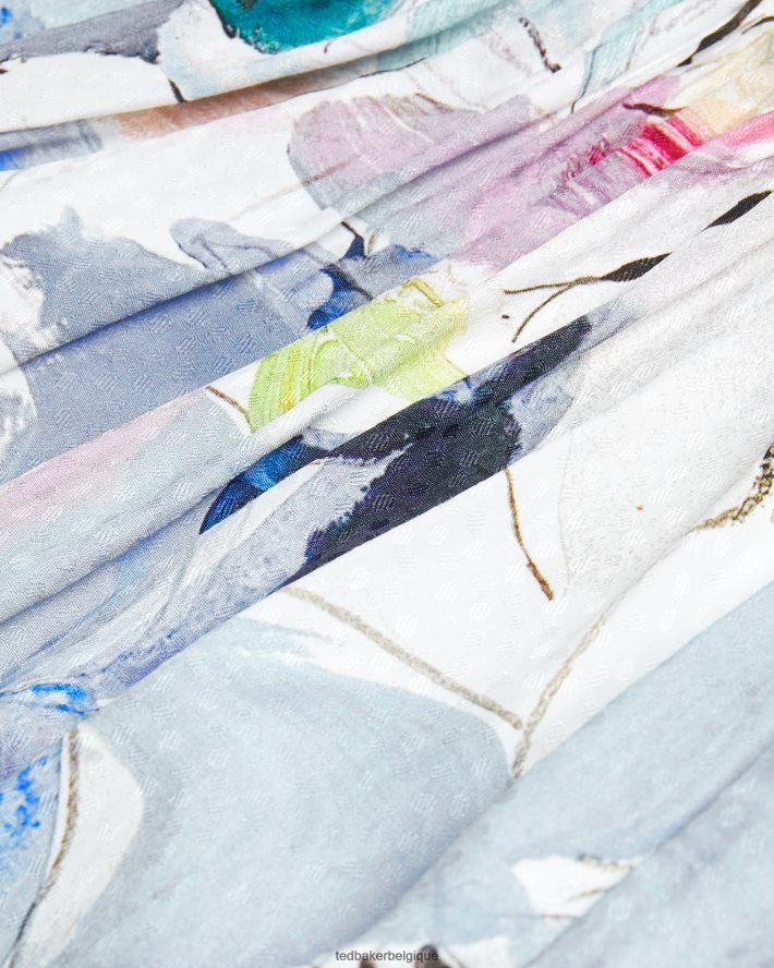 être Ted Baker femmes ritahh - robe courte ceinturée à imprimé artistique blanc FR8J42324 vêtements