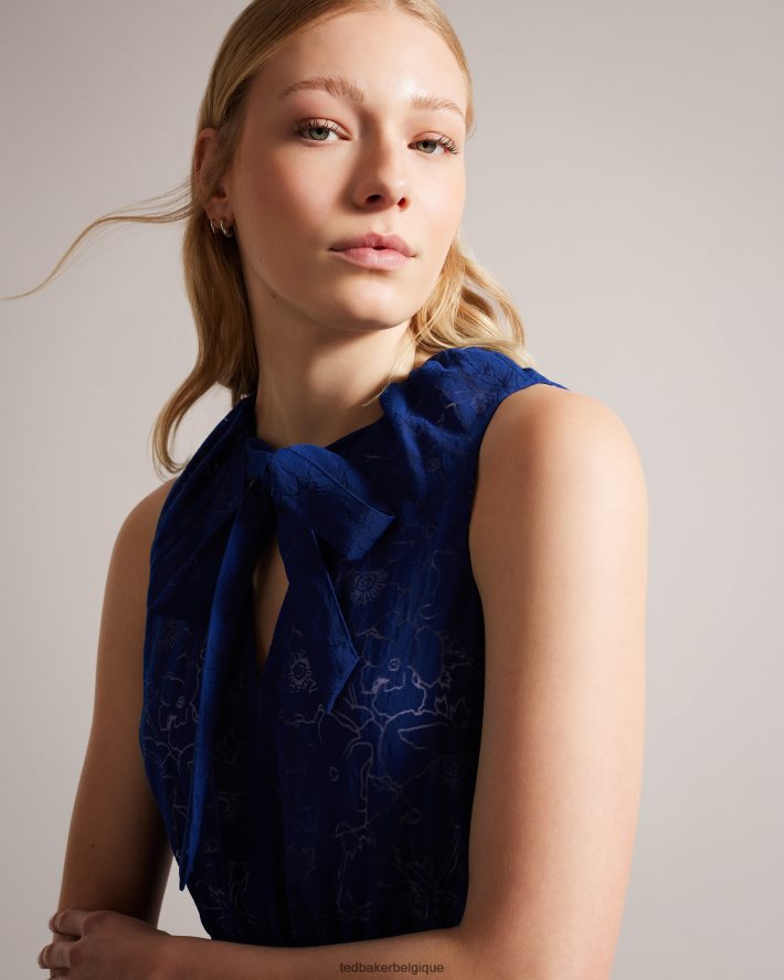 être Ted Baker femmes robe courte asymétrique à volants timmia bleu brillant FR8J42127 vêtements