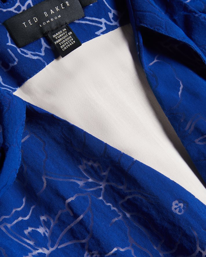 être Ted Baker femmes robe courte asymétrique à volants timmia bleu brillant FR8J42127 vêtements