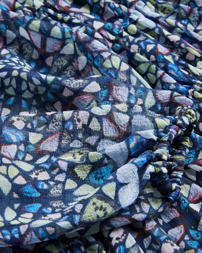 être Ted Baker femmes robe courte corolle à volants Rohzan bleu moyen FR8J4274 vêtements