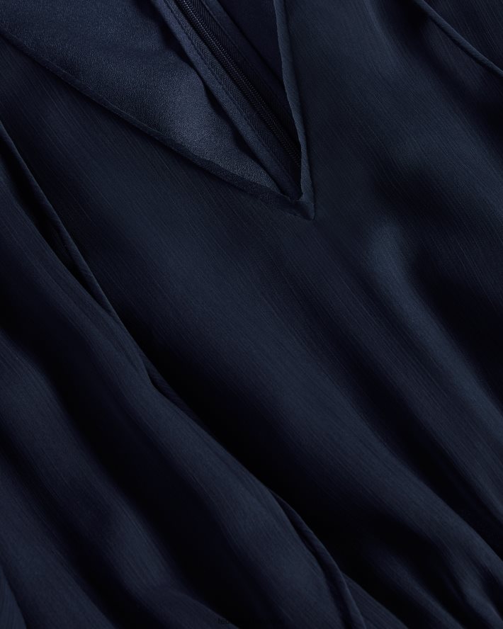 être Ted Baker femmes robe courte évasée giggie à volants bleu foncé FR8J42159 vêtements