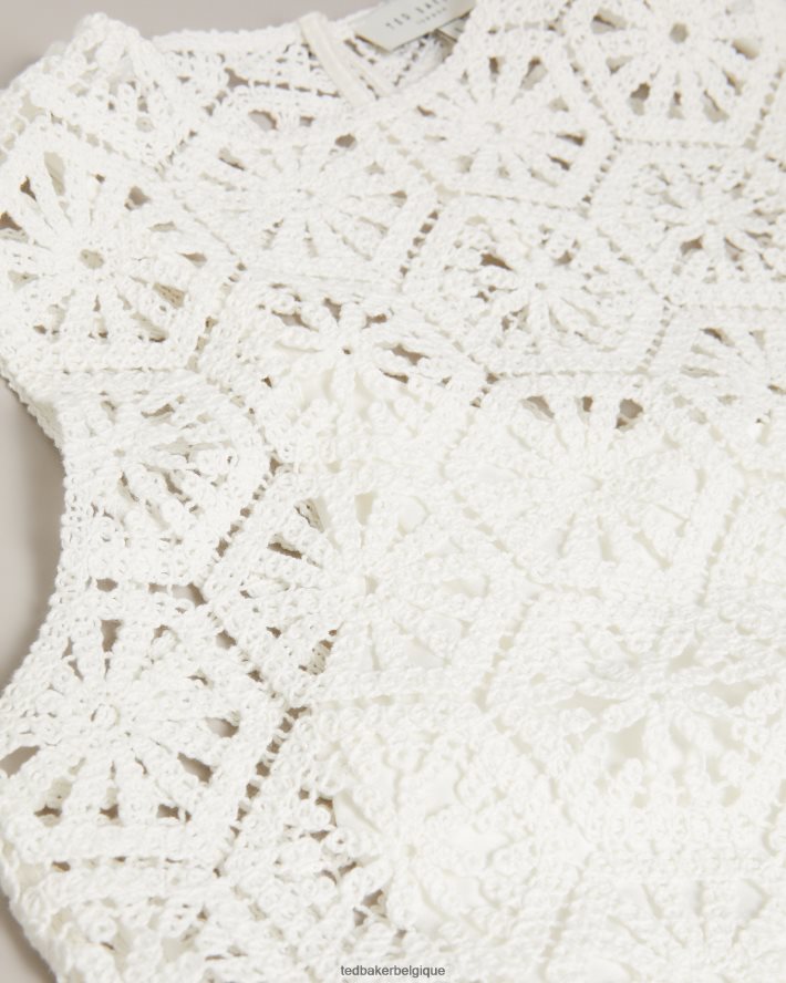 être Ted Baker femmes robe droite courte en crochet nella blanc FR8J42273 vêtements