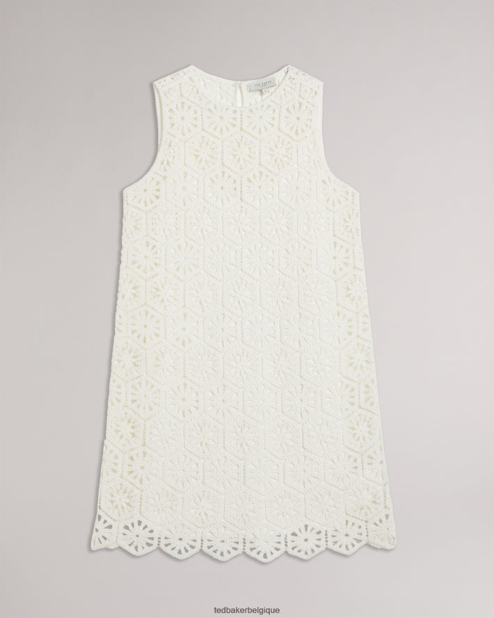être Ted Baker femmes robe droite courte en crochet nella blanc FR8J42273 vêtements